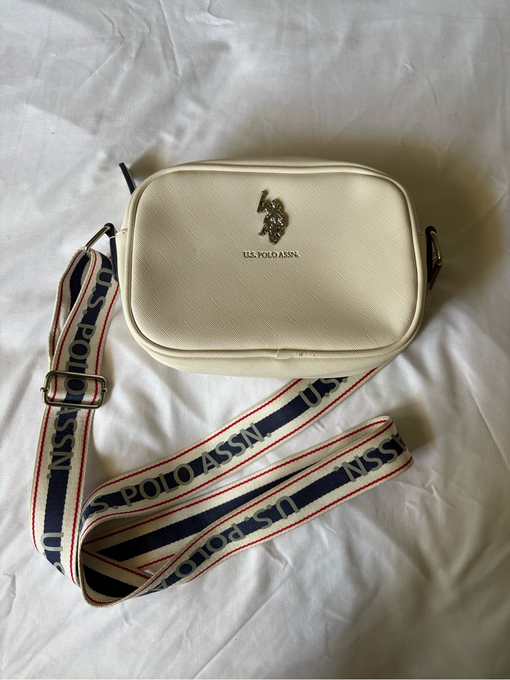 U.S. Polo Assn. Cream Crossbody Belt Bag with Branded Strap